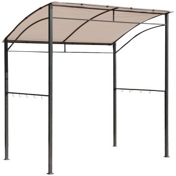 Outsunny Pavilion pentru Protejare Barbecue Grătar Pavilion pentru Grădină din Poliester 215 x 150 x 180/220 cm, Bej