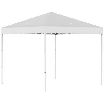 Outsunny Pop Up Foisor 2,45 x 2,45 m rezistent la apa cu franghii si cuie de otel si tesatura Oxford alba | AOSOM RO