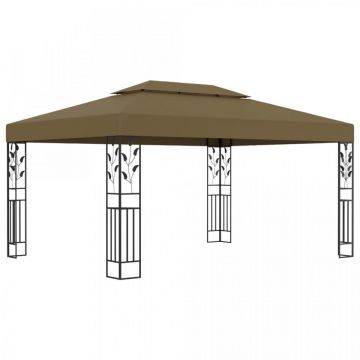 Pavilion cu acoperiș dublu, gri taupe, 3 x 4 m, 180 g/m²