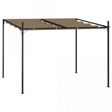 Pavilion cu acoperiș retractabil, gri taupe, 300x300x233 cm