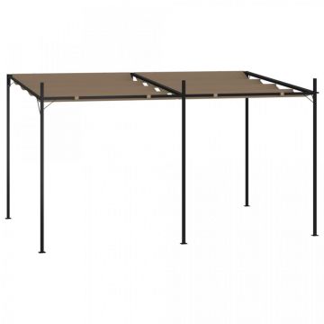 Pavilion cu acoperiș retractabil, gri taupe, 400x300x233 cm