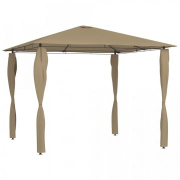 Pavilion cu huse pentru stâlpi, gri taupe, 3x3x2,6 m, 160 g/m²