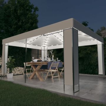 Pavilion cu șir de lumini LED, alb, 3x4 m