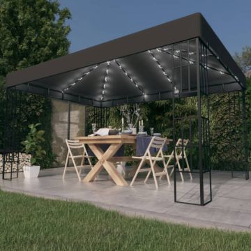 Pavilion cu șir de lumini LED, antracit, 3x4 m