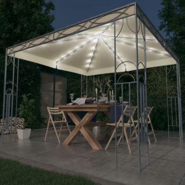 Pavilion cu șir de lumini LED, crem, 300x300 cm