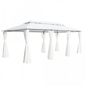 Pavilion cu perdele, alb, 600 x 298 x 270 cm, 180g/m²