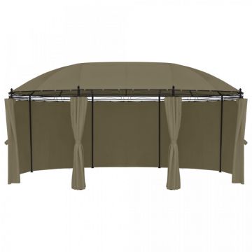 Pavilion cu perdele, gri taupe, 520x349x255 cm, 180 g/m²