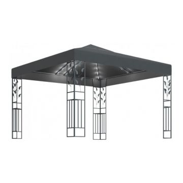 Pavilion cu sir de lumini LED, antracit, 3x3 m