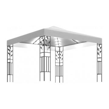 Pavilion cu siruri de lumini LED, alb, 3x3m