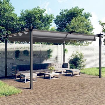 Pavilion de grădină, acoperiș retractabil, antracit, 4x3 m