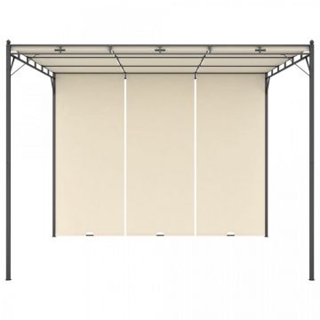 Pavilion de grădină cu perdea laterală, crem, 3x3x2,25 m
