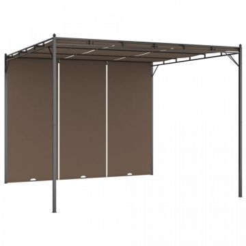 Pavilion de grădină cu perdea laterală, gri taupe, 3x3x2,25 m