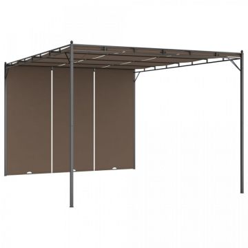 Pavilion de grădină cu perdea laterală, gri taupe, 4x3x2,25 m