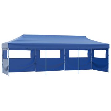 vidaXL Cort petrecere pliabil cu 5 pereți laterali, albastru, 3 x 9 m