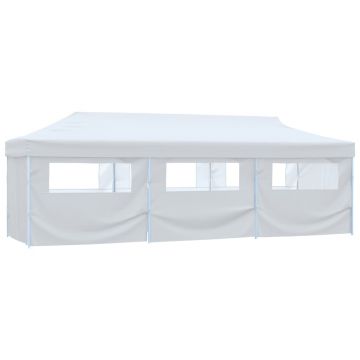 vidaXL Cort petrecere pliabil cu 8 pereți laterali, alb, 3 x 9 m