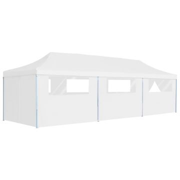vidaXL Cort petrecere pliabil cu 8 pereți laterali, alb, 3 x 9 m