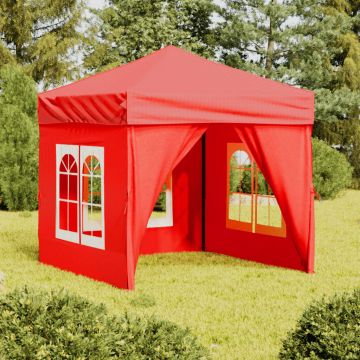 vidaXL Cort pliabil pentru petrecere, pereți laterali, roșu, 2x2 m