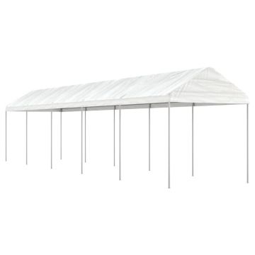 vidaXL Foișor cu acoperiș, alb, 11,15x2,28x2,69 m, polietilenă