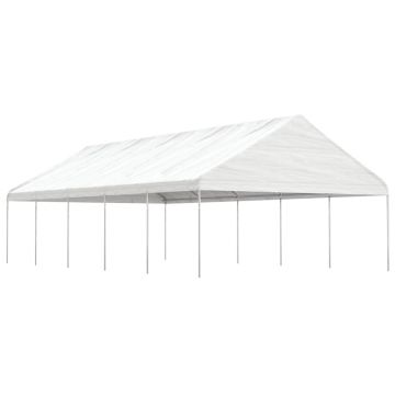 vidaXL Foișor cu acoperiș, alb, 11,15x5,88x3,75 m, polietilenă
