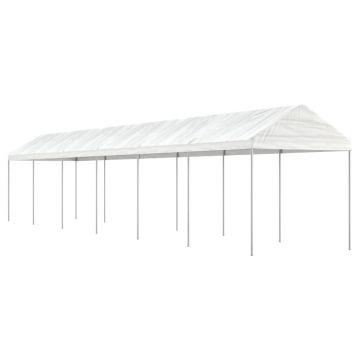 vidaXL Foișor cu acoperiș, alb, 13,38x2,28x2,69 m, polietilenă