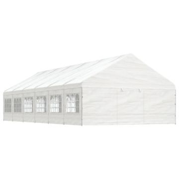 vidaXL Foișor cu acoperiș, alb, 13,38x5,88x3,75 m, polietilenă