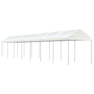 vidaXL Foișor cu acoperiș, alb, 15,61x2,28x2,69 m, polietilenă