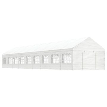 vidaXL Foișor cu acoperiș, alb, 20,07x4,08x3,22 m, polietilenă