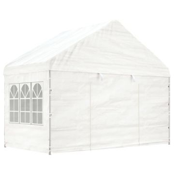 vidaXL Foișor cu acoperiș, alb, 4,08x2,23x3,22 m, polietilenă