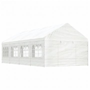 vidaXL Foișor cu acoperiș, alb, 8,92x4,08x3,22 m, polietilenă
