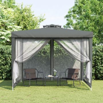 vidaXL Foișor cu acoperiș dublu, antracit, 3x3x2,68 m, material textil vidaXL Foișor cu acoperiș dublu, antracit, 3x3x2,68 m, material textil