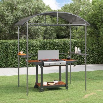 vidaXL Foișor grătar cu rafturi laterale, antracit 220x115x230 cm oțel