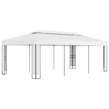 vidaXL Pavilion cu acoperiș dublu, alb, 3 x 6 m