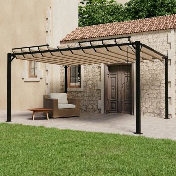 vidaXL Pavilion cu acoperiș jaluzea gri taupe 3x4 m țesătură&aluminiu