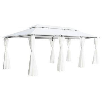vidaXL Pavilion cu perdele, alb, 600 x 298 x 270 cm, 180g/m²