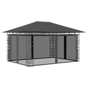 vidaXL Pavilion cu plasă anti-țânțari, antracit, 4 x 3 x 2,73 m