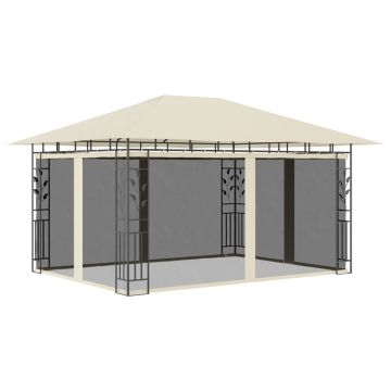 vidaXL Pavilion cu plasă anti-țânțari, crem, 4x3x2,73 m, 180 g/m²