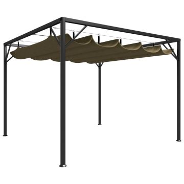 vidaXL Pavilion grădină, acoperiș retractabil gri taupe 3x3 m 180 g/m²