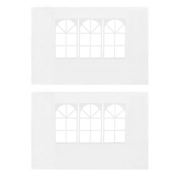 vidaXL Perete lateral cort petrecere, 2 buc, alb, PE, cu fereastră