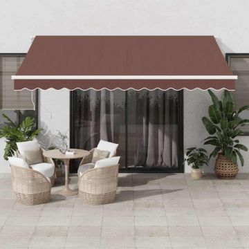 Copertină retractabilă automat, maro, 400x300 cm