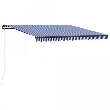 Copertină retractabilă manual, albastru și alb, 400 x 300 cm