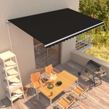 Copertină retractabilă manual, antracit, 500 x 300 cm