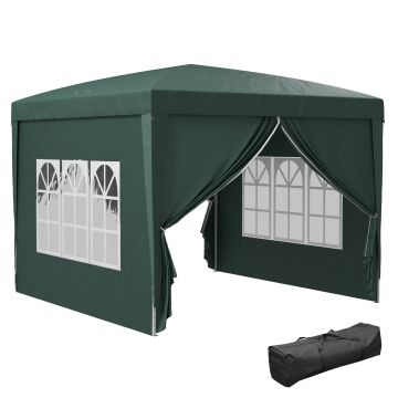 Outsunny Cort impermeabil 3x3 m pentru gradina, cort cu panouri laterale pliabile din otel si copertina din material Oxford, Verde | Aosom Romania Outsunny Cort impermeabil 3x3 m pentru gradina, cort cu panouri laterale pliabile din otel si copertina din material Oxford, Verde | Aosom Romania