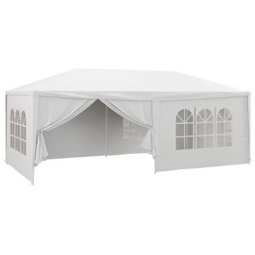 Outsunny Cort pentru Petreceri 6x3m cu Pereti Laterali Detasabili, Foisor de Gradina cu Usi si Ferestre, Alb