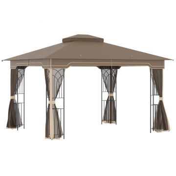 Outsunny Foisor de Gradina 3.65x3m cu Plasa de Tantari si Acoperis Dublu | Aosom Romania