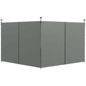 Outsunny Panouri Laterale pentru Foisor cu Usi cu Fermoar, pentru Foisoare Pliabile de 3x3(m) sau 3x6m, Gri Inchis | Aosom Romania