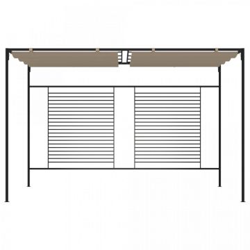 Pavilion grădină, acoperiș retractabil gri taupe 3x4x2,3 m 180 g/m²