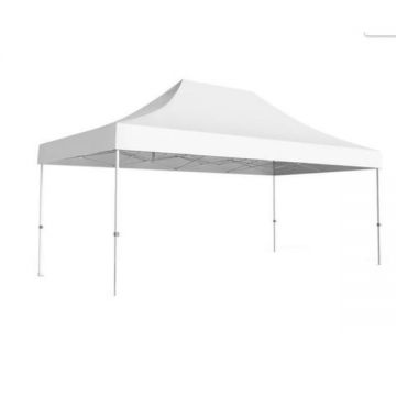 Pavilion Pliabil Professional Aluminiu 50 mm, cu 2 ferestre panoramice, PVC 620 gr /m², alb, ignifug, 3x3 m