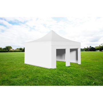 Pavilion pliabil Professional Aluminiu 50 mm, fara ferestre, PVC 620 gr /m², alb, ignifug, 5x5 m - Corturi24