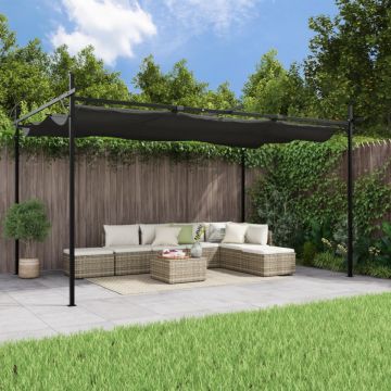 Pergola cu acoperiș retractabil, antracit, 395x292x230 cm