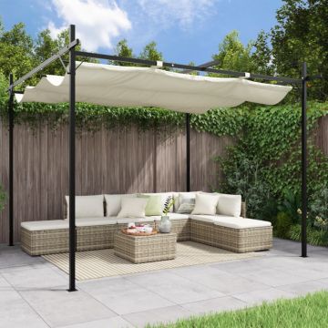 Pergola cu acoperiș retractabil, crem, 295x292x230 cm